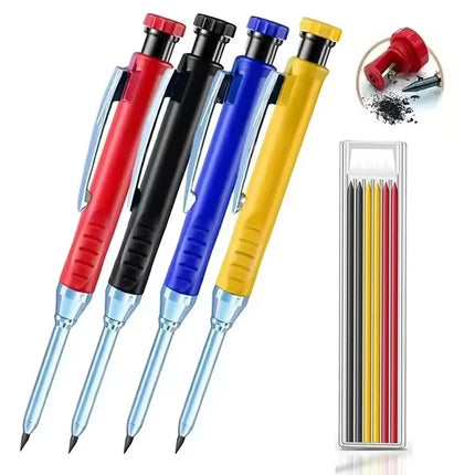 Solid Carpenter Pencil Set Mechanical Woodworking Tools with Refill for Carpentry Marking And Scriber Construction Job E