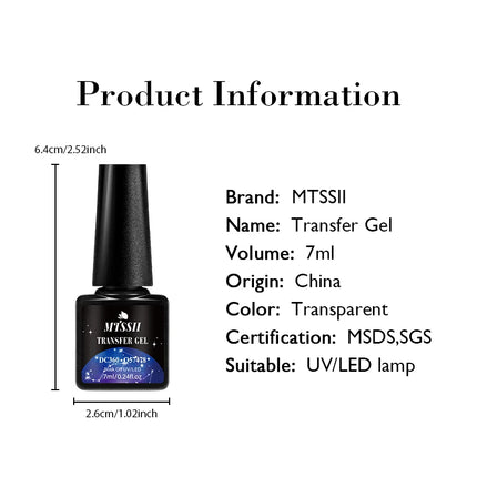 7ml Transfer Foil Nail Gel Polish Semi-Permanant Varnish For Adhesive Sticker Nail Glue Soak Off UV LED Gel Nail Art Gel