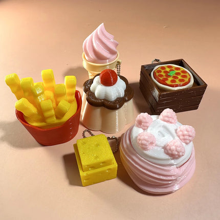 Calming Keychain Keys Finger Button Anti-stress Toys Funny Watermelon French Fries Ice Decompression Gifts for Children Adults