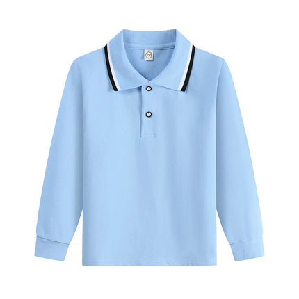 Boy Polo Shirt Kids Clothes Tops Solid Color Turn-down Collar Autumn Long Sleeve Polos Baby Boy T-shirts Children Shirts Teen