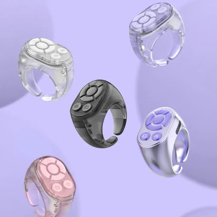 Transparent Scrolling Ring Remote for TikTok YouTube Instagram Video Scroller Page Turner Clicker Bluetooth Camera Shutter