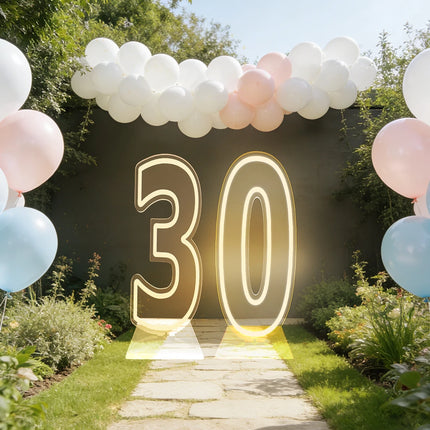 Large Size Warm White LED Neon Numbers Sign 76cm/100cm Stand up & Wall Mounted for Birthday Wedding Celebration Party Decor