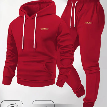Men's Comfortable Fleece Lined Hoodie Sweatshirt Set Casual Streetwear Autumn Winter Trendy Clothing Hooded Sweatshirt Set Men's