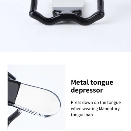 Stainless Steel BDSM Gag with Tongue Press Adjustable Metal Mouth Restraint Mouth Plug Slave Deep Throat Gag Restraint for Adult