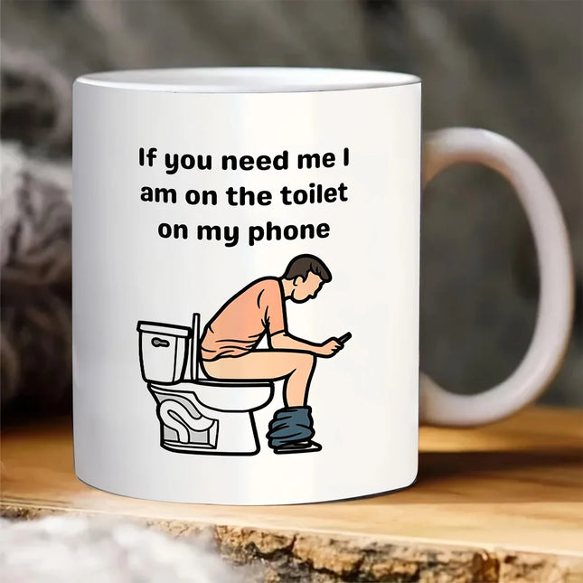 1pc Funny Toilet Mug, Ceramic Coffee Cup Double-Sided Design, White Teacup for Hot or Cold Drinks, Desk Decoration, If You Nee
