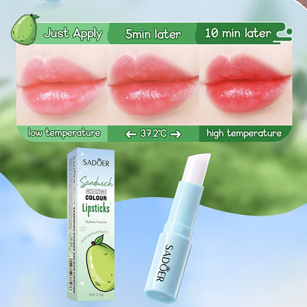 Avocado-Filled Temperature-Changing Moisturizing Lip Balm, Hydrating and Moisturizing Temperature-Changing Color Lip Balm 2.5g