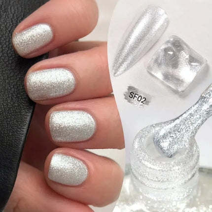 7ml Glitter Nail Polish Colorful Bright Sparkling Glitter Pearl Nail Art DIY Decoration No Need of Lamp to Cure