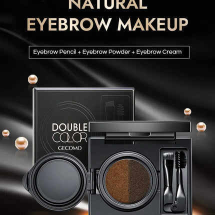 GECOMO Two-color Air Cushion Eyebrow Powder Color Waterproof and Sweat-proof Long-lasting Eye Brow Cream