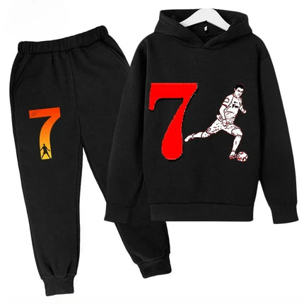 Spring Autumn Cr7 Ronaldo 3-12Y Children's Set Hoodie+Pants Suit 2-piece Set Boys Girls Casual Kids Tracksuits