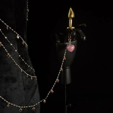 Pearl Ball Gag Collar Heart-Shaped Nipple Labia Clips Metal Bell Body Chain Sexy Accessories Multiple Sizes Butt Plugs Sex Toys