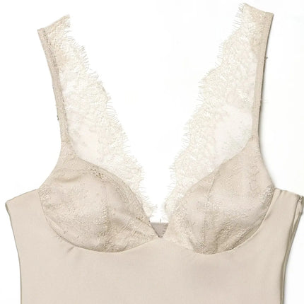 HH Elegant Women's Lace Splice Sexy Satin Sling Top 2026 Spring Summer Fashion Female V-Neck Backless Slimming Underwear Vest