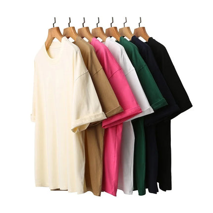 230G M-5XL Solid T Shirt 100% Cotton Gym Sport Fitness Loose Large Size Men Short Sleeve Running Shirt Men Workout Training Tees