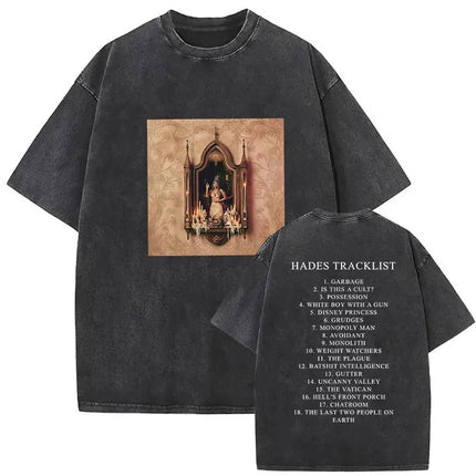 Washed Oversized T-shirt Melanie Martinez Heads Album Men Women Short Sleeve Harajuku Fashion Short Sleeve T-shirt Streetwear