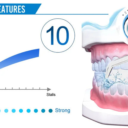 10 levels 20-120PSI Oral Irrigator Power water Floss, Dental Irrigator Hygiene Water Flosser with 5 nozzles