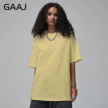 100% Cotton T shirt Women,Short Sleeve Plain Tops,Solid Oversized Hip Hop Tee Shirts,Quality Clothing Heavy Weigh 8.8oz 250gsm