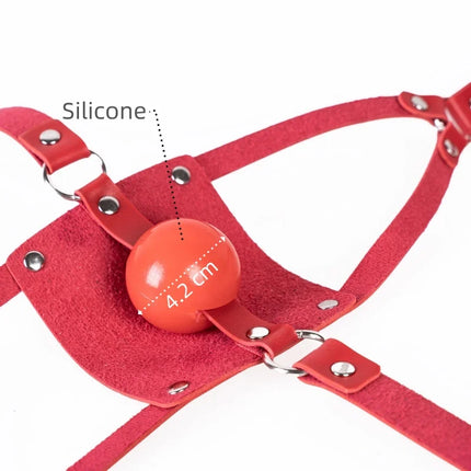 Adult Harness Mask Gags Ball Sex Toy Set with 42mm Silicone Open Mouth Ball Gag for Couple BDSM Restraint Silent Erotic Games