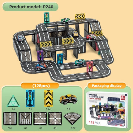 Creative Colorful Window Magnetic Sheet Children DIY City Road Car Model Track Magnetic Block Splicing Puzzle Toy Gift For Kids