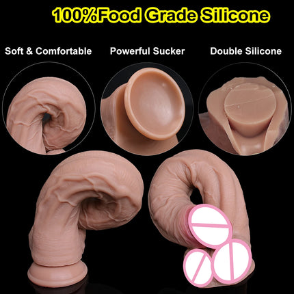 Realistic Soft Double Silicone Long Dildo 3Colors Fake Thick Penis Aginal Masturbation Suction Cup Cock Woman Man Anal Sex Toy