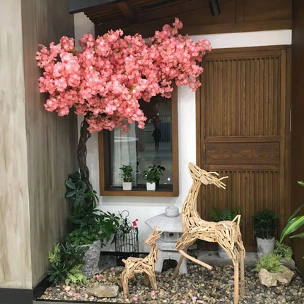 Simulation cherry tree double layer blooming cherry large plant cafe hotel shopping mall floor decoration props fake tree