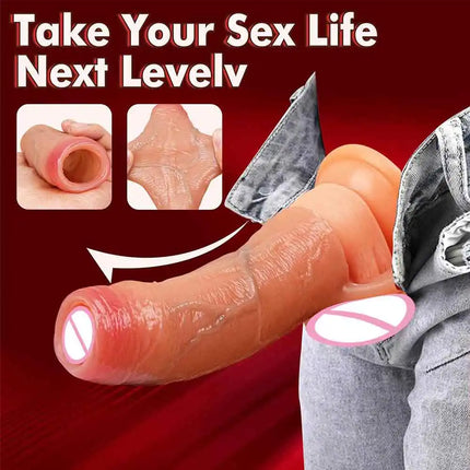 Realistic Penis Sleeve Extender Cock Sleeve Reusable Silicone Condom Dick Enlargement Delay Ejaculation Sex Toys for Men Sexual