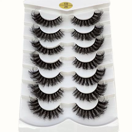 7pairs Natural Russian Strip Lashes Fluffy Mink Lashes 3D False Eyelashes Fluffy Volume Eyelashes Fake Eyelash Extension Make Up