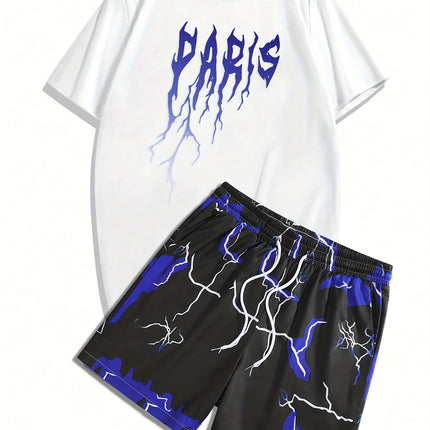 2026 Summer Casual Short-Sleeve Fashionable Breathable Sports Set Loose-Fit Quick-Dry Men's Short-Sleeve Hip-Hop Bear Print Set