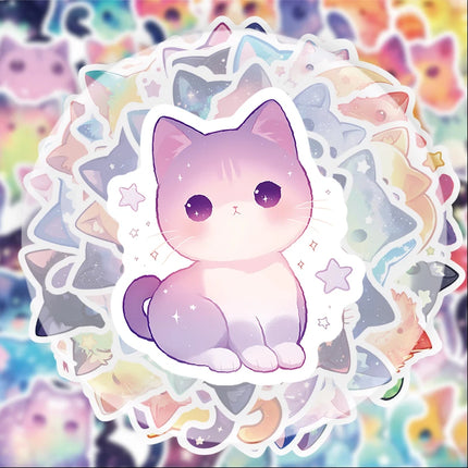 50 Pieces of Dreamy Cat Stickers, Suitable for Water Bottles, Laptops, Phone Decorations, Suitcases, Skateboards, Guitars, Gift Boxes, Party Decorations, Holiday Gifts