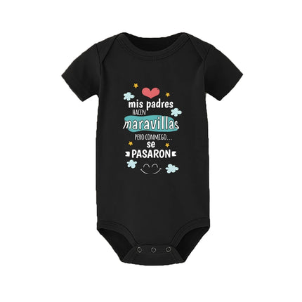 My Parents Do Wonders But They Went Too Far with Me Print Baby Romper Funny Newborn Bodysuit Infant Short Sleeve Outfit Jumpsuit
