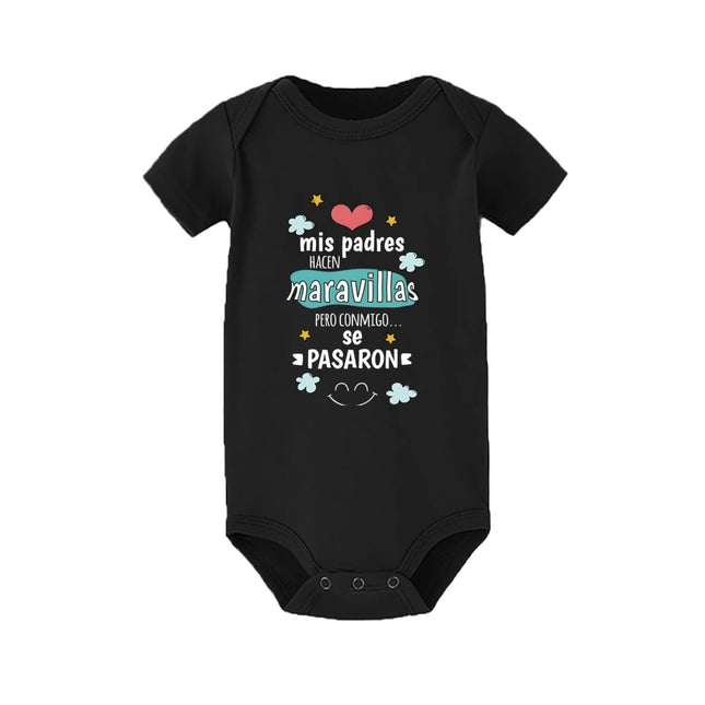 My Parents Do Wonders But They Went Too Far with Me Print Baby Romper Funny Newborn Bodysuit Infant Short Sleeve Outfit Jumpsuit