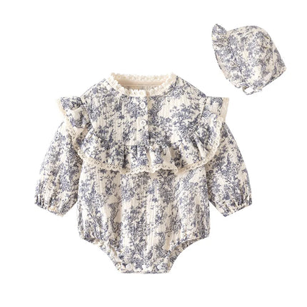 Chinese Style Ink Painting Newborn Baby Girl Bodysuits Cotton Girls Jumpsuits Infants Onesie Outfits Clothes