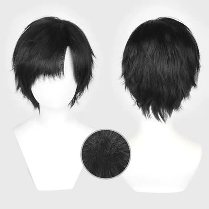 Anime Alien Stage Ivan Cosplay Black Sorrow Cosplay Black Wig Short Black synthetic Cos Wigs Heat Resistant Hair Wigs Halloween