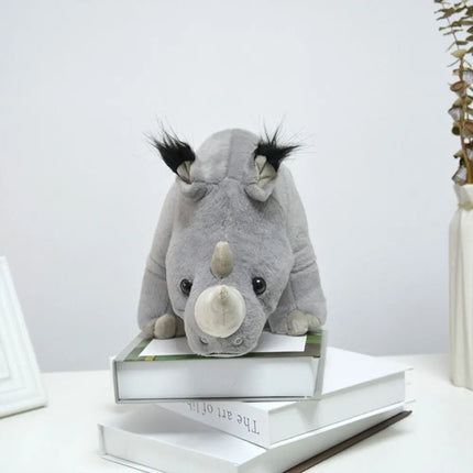 Wild Animals Rhinoceros Plush Toy Stuffed Animals Realistic African Rhinos Doll Lifelike Soft Pillow Stuffed Rhinoceros Doll