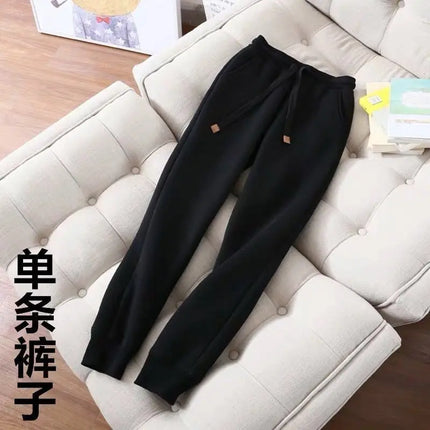 Winter Plush Thickened Suit New Korean Sports Suit Women's Loose Coat+Trousers Casual Thermal Two-piece Set 4XL 100KG