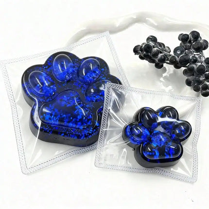 (HefengCL) Black Blue Glitter Cat Paw TPR Squishy Toy, Soft Stress Relief Squeeze Toy,  Ideal Party Favors & Classroom Rewards