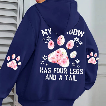 Autumn Womens Hoodies Cute Cat Paw Printing Sweatshirts Warm Fleece Soft Comfortable Pullovers Fashion Loose Female Clothing
