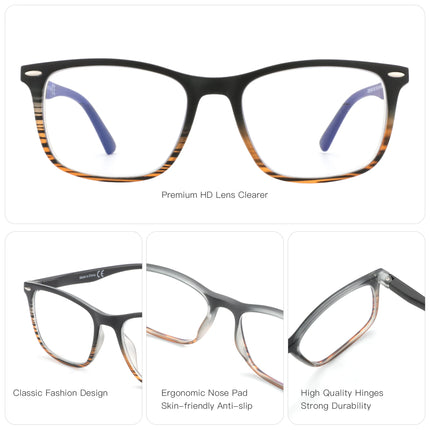 ZENOTTIC Custom Progressive Prescription Eyeglasses for Men Women Square Frame Photochromic Polarized Blue Light Filter Options