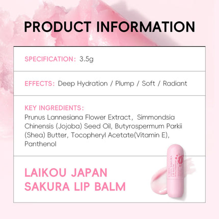 Sakura Lip Balm Nourishing Refreshing Hydrating & Moisturizing Preventing Cracking Repairing for Daily Care Lip Balm
