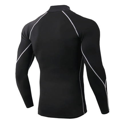 Men's Workout Compression Shirt Turtleneck Long Sleeve Rash Guard Gym Base Layer Athletic Undershirt Gear Sports Shirt