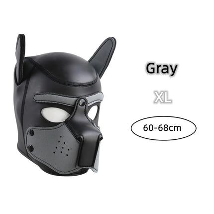 XL New Increase Large Size Puppy Cosplay Neoprene Fetish Hood Dog Mask Sex Toys with Detachable Nose for Couples Bdsm Bondage
