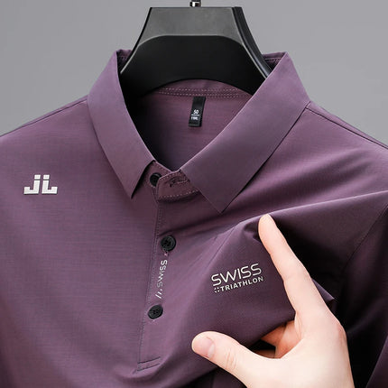 Breathable Men's Polo Shirts Solid Color Embroidered Logo Short Sleeve Casual Sports Summer Top