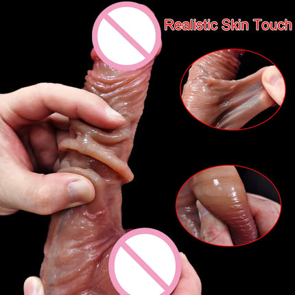 Realistic Dildo for Women Real Skin Silicone Penis Sliding Testicles Suction Cup Dick 18+ Lesbian Sex Toys Strap On Dildos