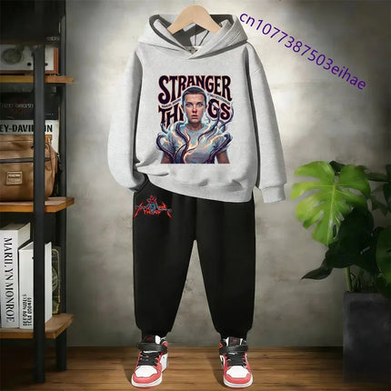 Strange Tales Children's Clothing Set - Boys and Girls Spring-Autumn Hooded Sweatshirt + Casual Pants Set (Size 11)