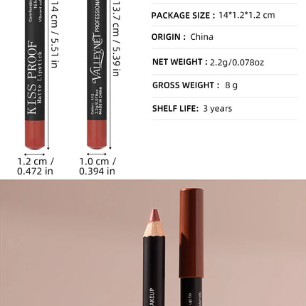 Thanksgiving/Christmas women's cosmetics gifts: 12 color matte velvet lipliner, natural&waterproof&easy to color lipstick pen.