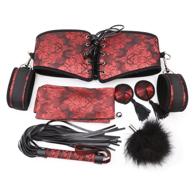 Thierry Silk Fabric Nipple Pasties Corset Blindfold Arm Cuff Whip Feather Bondage Erotic Sex Toys for Couples Female SM Game