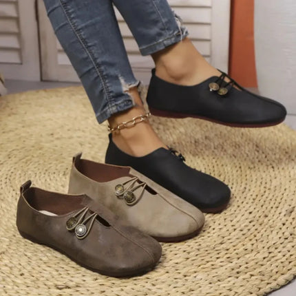 2026 Spring/Autumn New Slip-On Casual Shoes for Women - Large Sizes Minimalist Flat Sole Shoes, Versatile Commuter Shoes