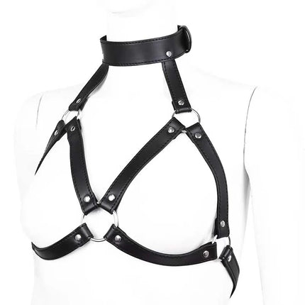 Sexy Leather Body Harness Belt with Mask BDSM Bondage Lingerie Chest Harness Strap for Enhanced Sensation