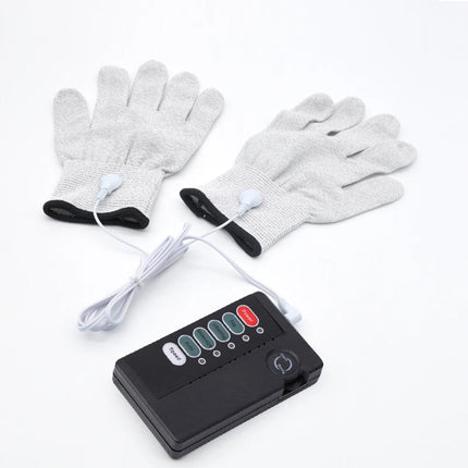 BDSM Flirting Sex Toys Electric Shock Conductive Fiber Massage Gloves With Wire Electro Stimulation Breast Clitoris Body Massage