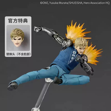Kaiyodo Revoltech Yamaguchi Genos Action Figure With Bonus One Punch Man 1/12 6 Inch Super Articulated Replaceable Heads Hands