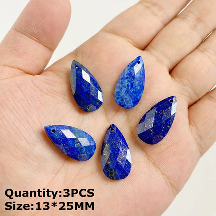 Blue Lapis Lazuli Pendant Gems Cross Hand Oval Shape Natural Stone Lapis Lazuli Charms for Jewelry Making Necklace DIY Bracelet