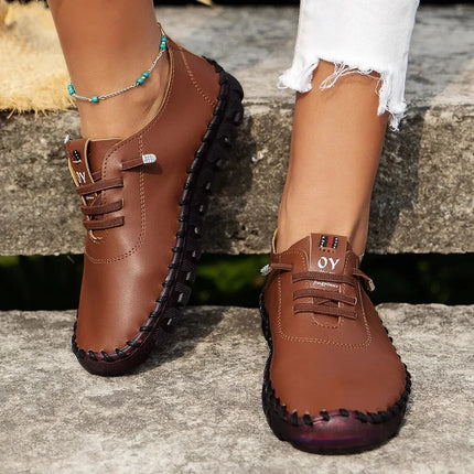 Sneakers Women Shoes Loafers Lace Up Leather Flat New Spring Casual comfortable Mom Shoe Mujer Zapatos Chaussure Femme